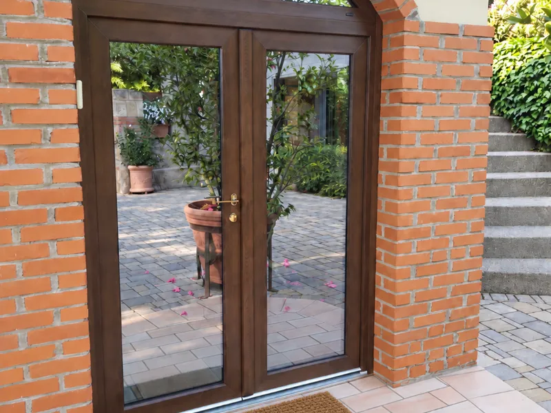 Serramento per porta in pvc nobilitato con arco superiore